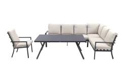 Sergio lounge dining set met stoel - Carbon/Desert - 3-delig rechts