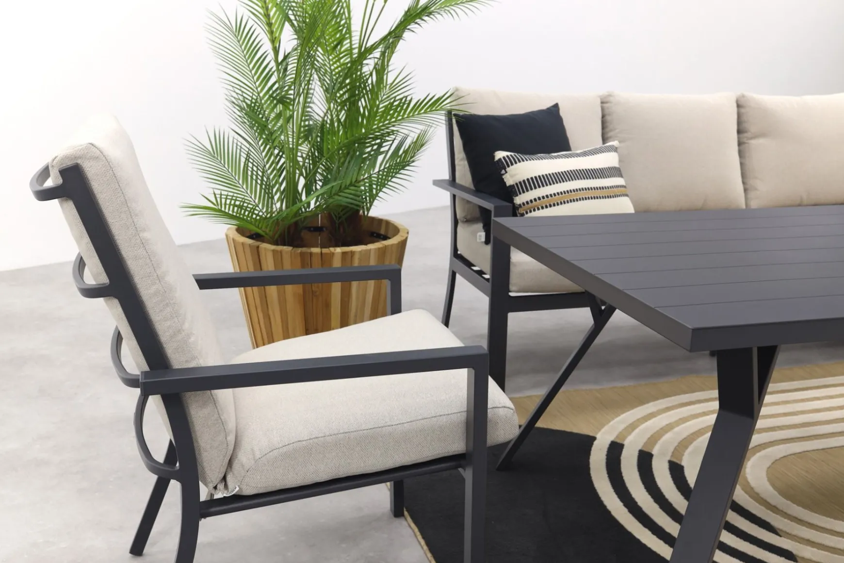 Sergio lounge dining set met stoel - Carbon/Desert - 3-delig rechts