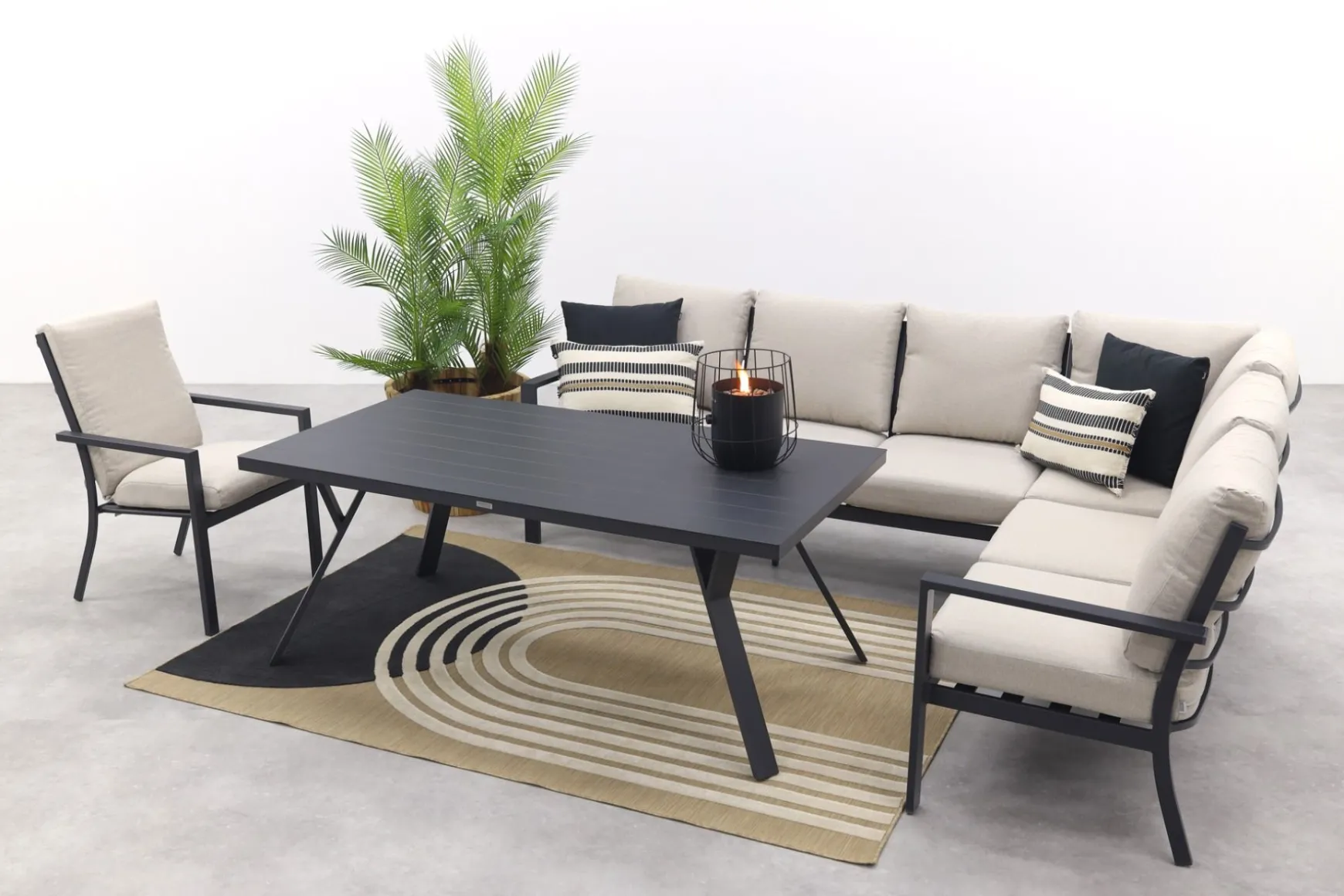 Sergio lounge dining set met stoel - Carbon/Desert - 3-delig rechts