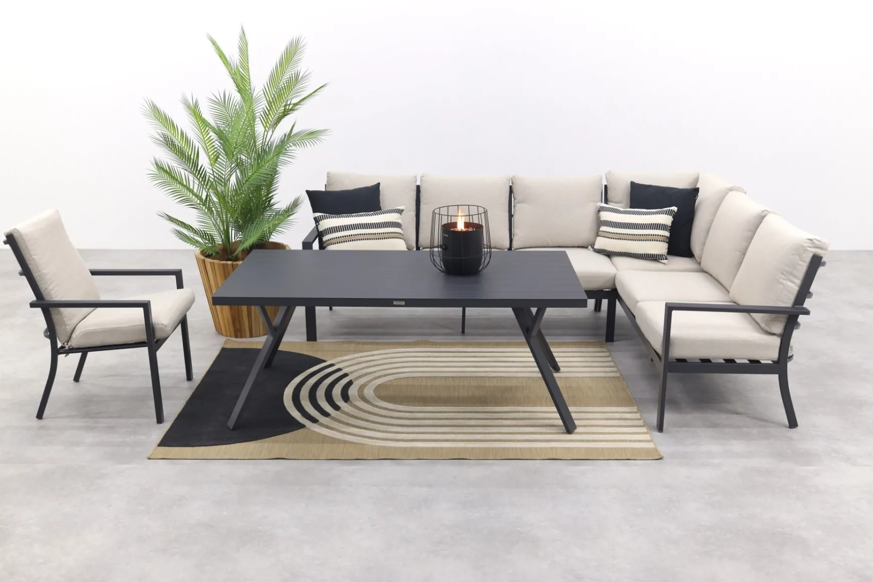 Sergio lounge dining set met stoel - Carbon/Desert - 3-delig rechts