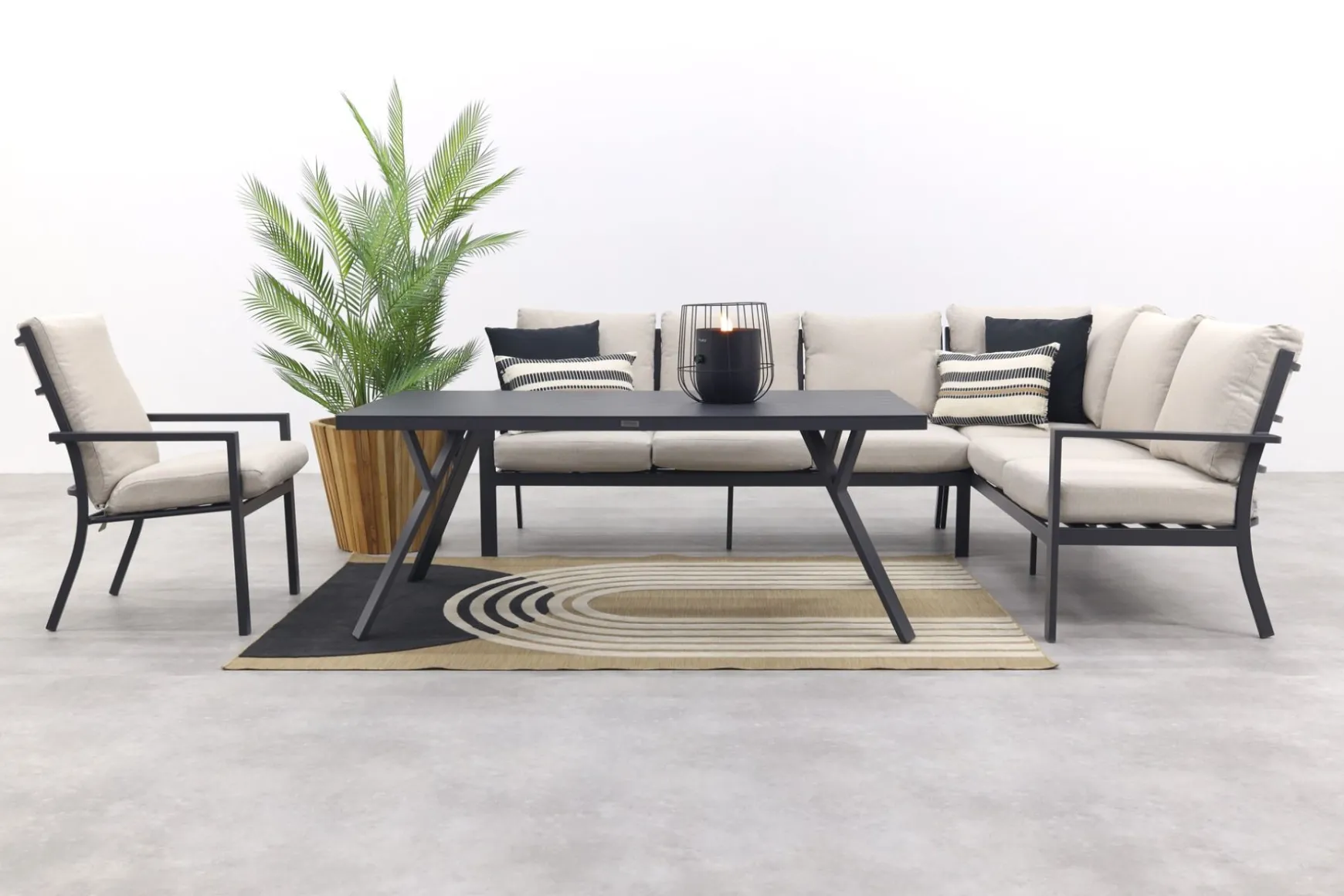 Sergio lounge dining set met stoel - Carbon/Desert - 3-delig rechts