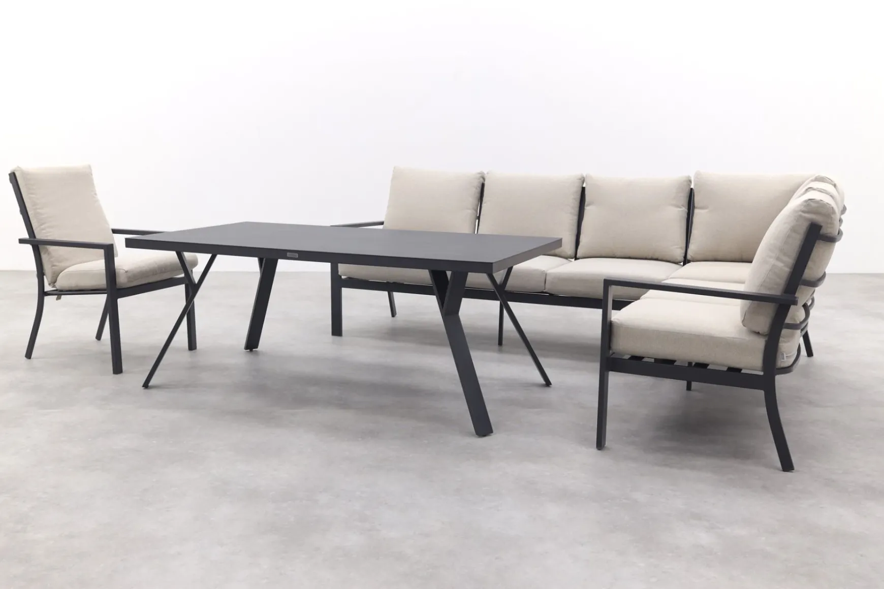 Sergio lounge dining set met stoel - Carbon/Desert - 3-delig rechts