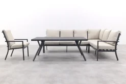Sergio lounge dining set met stoel - Carbon/Desert - 3-delig rechts