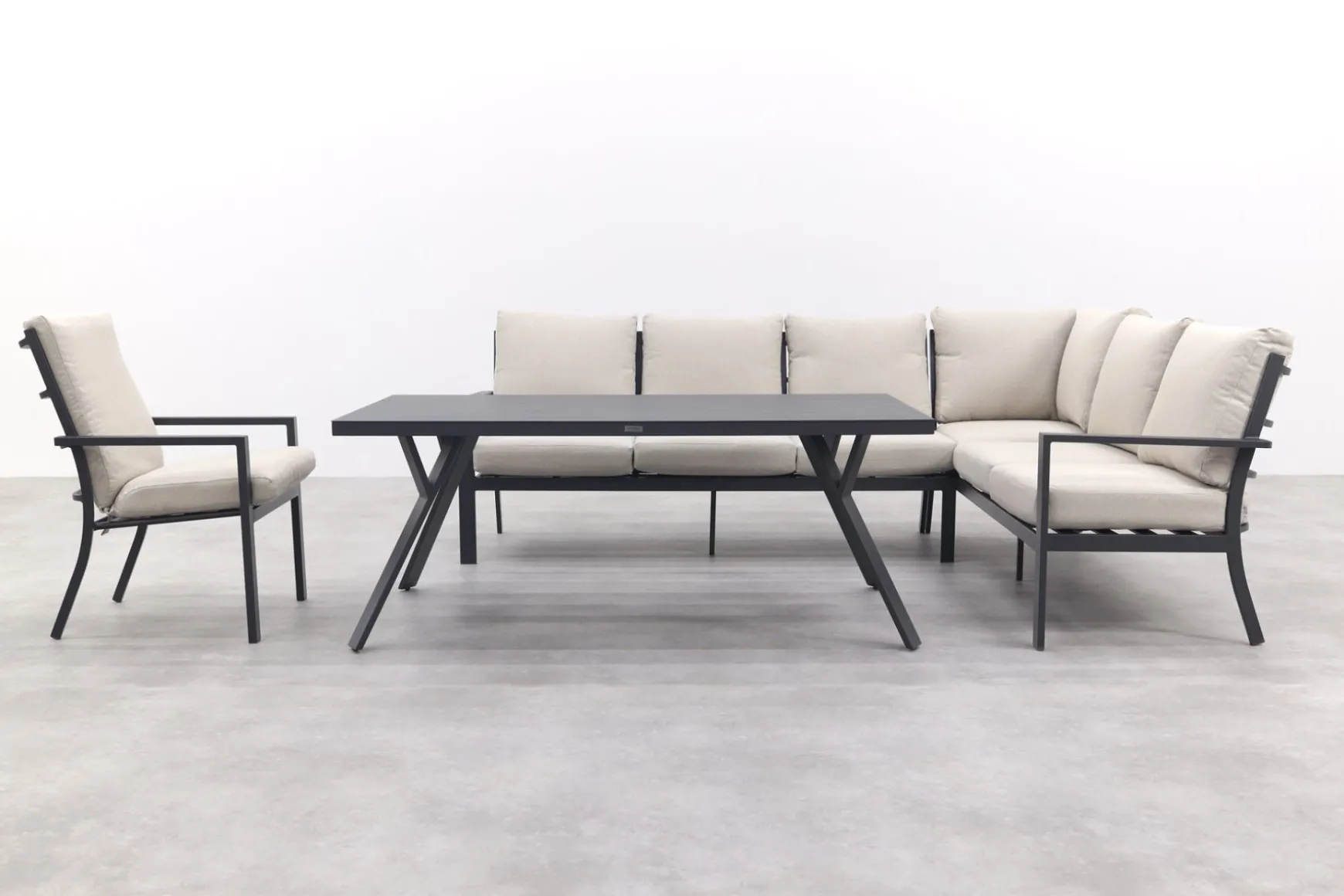 Sergio lounge dining set met stoel - Carbon/Desert - 3-delig rechts