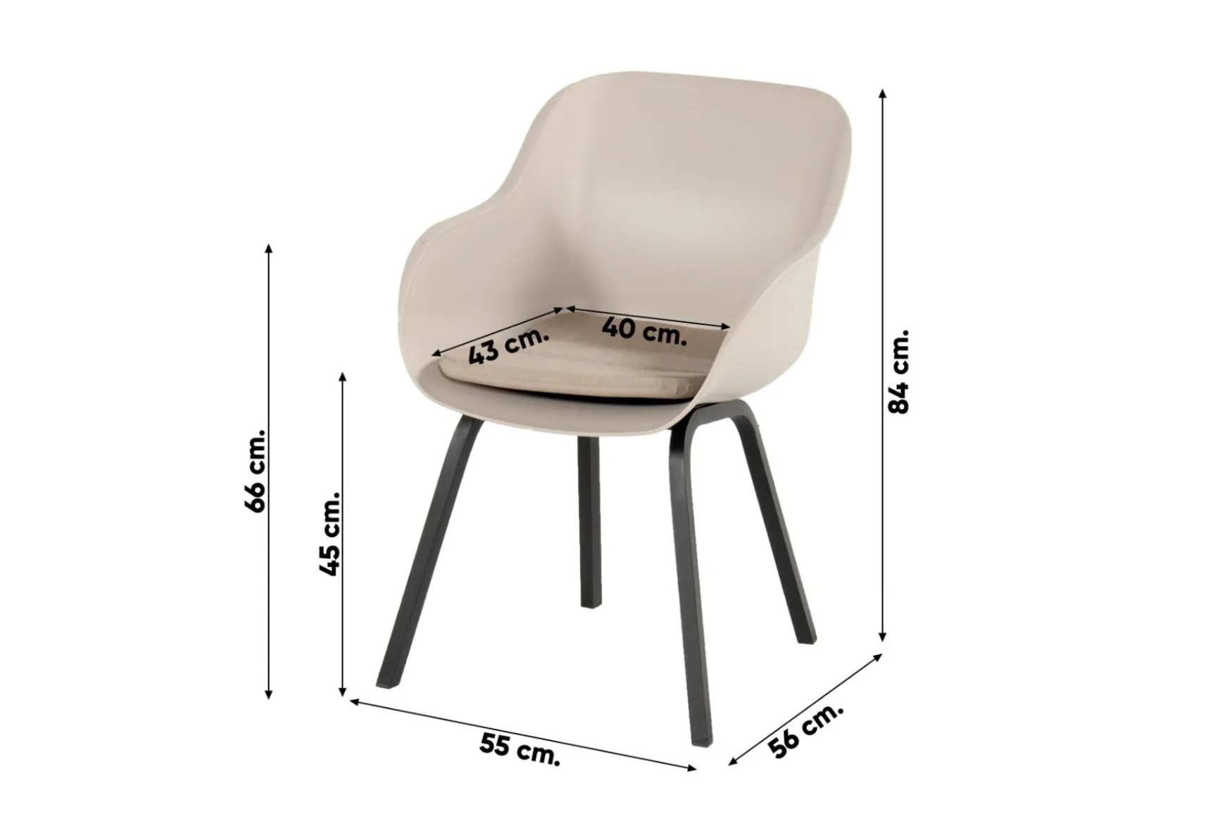 Set van 2 - Hartman Le Soleil Element dining armstoel - Soft Taupe/Black
