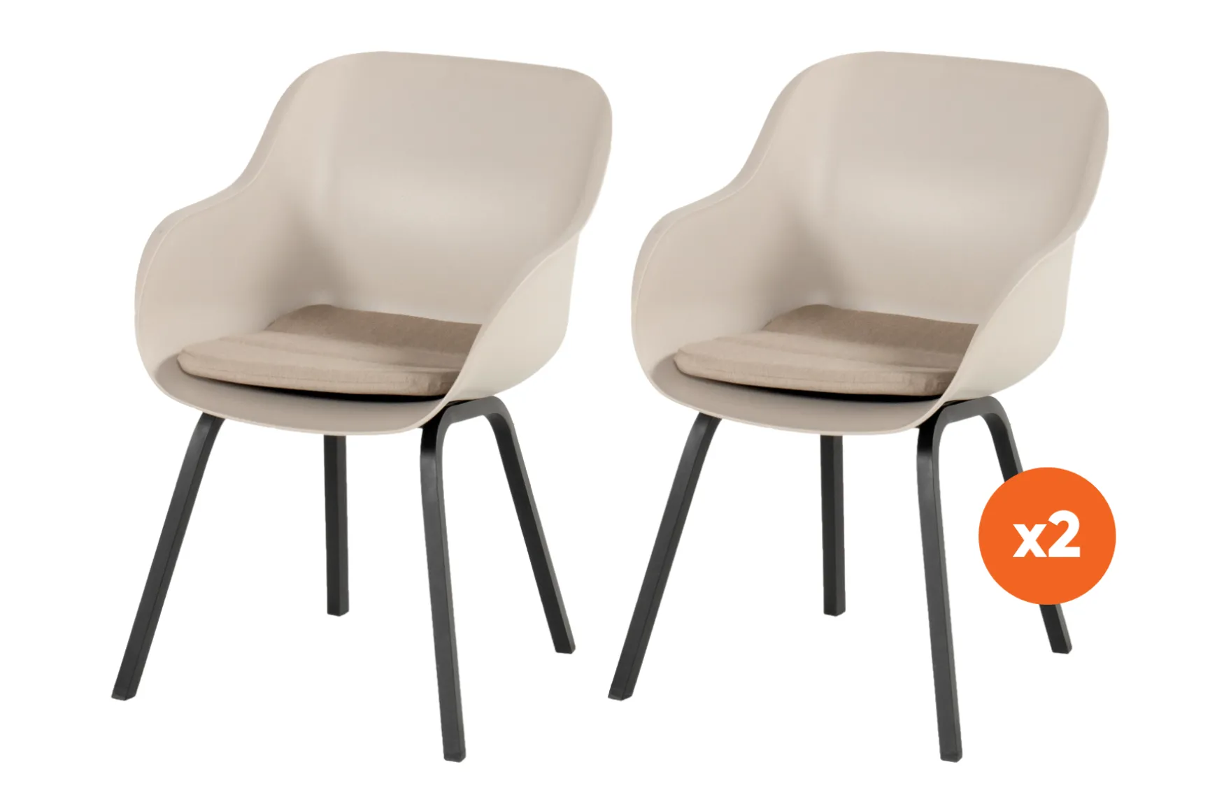 Set van 2 - Hartman Le Soleil Element dining armstoel - Soft Taupe/Black
