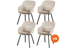 Set van 4 - Hartman Le Soleil Element dining armstoel - Soft Taupe/Black