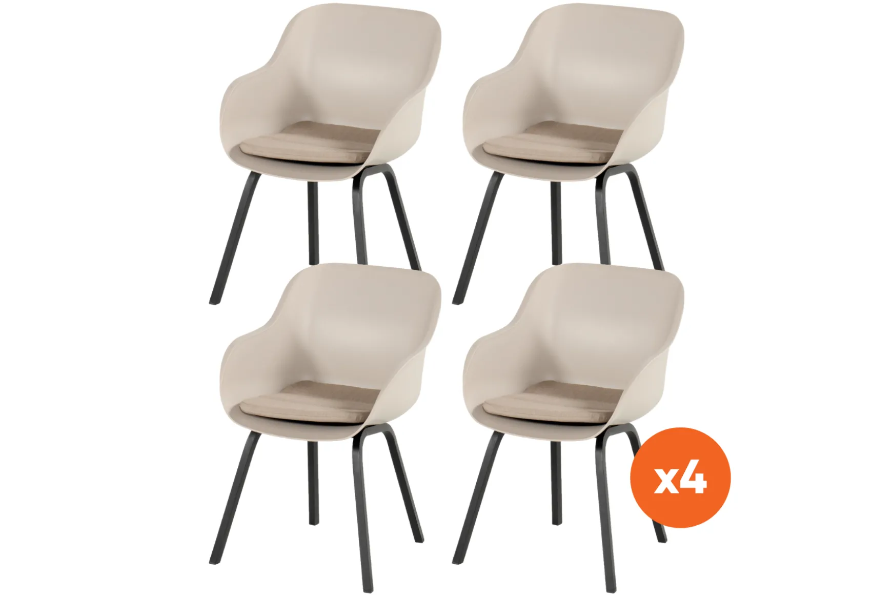 Set van 4 - Hartman Le Soleil Element dining armstoel - Soft Taupe/Black