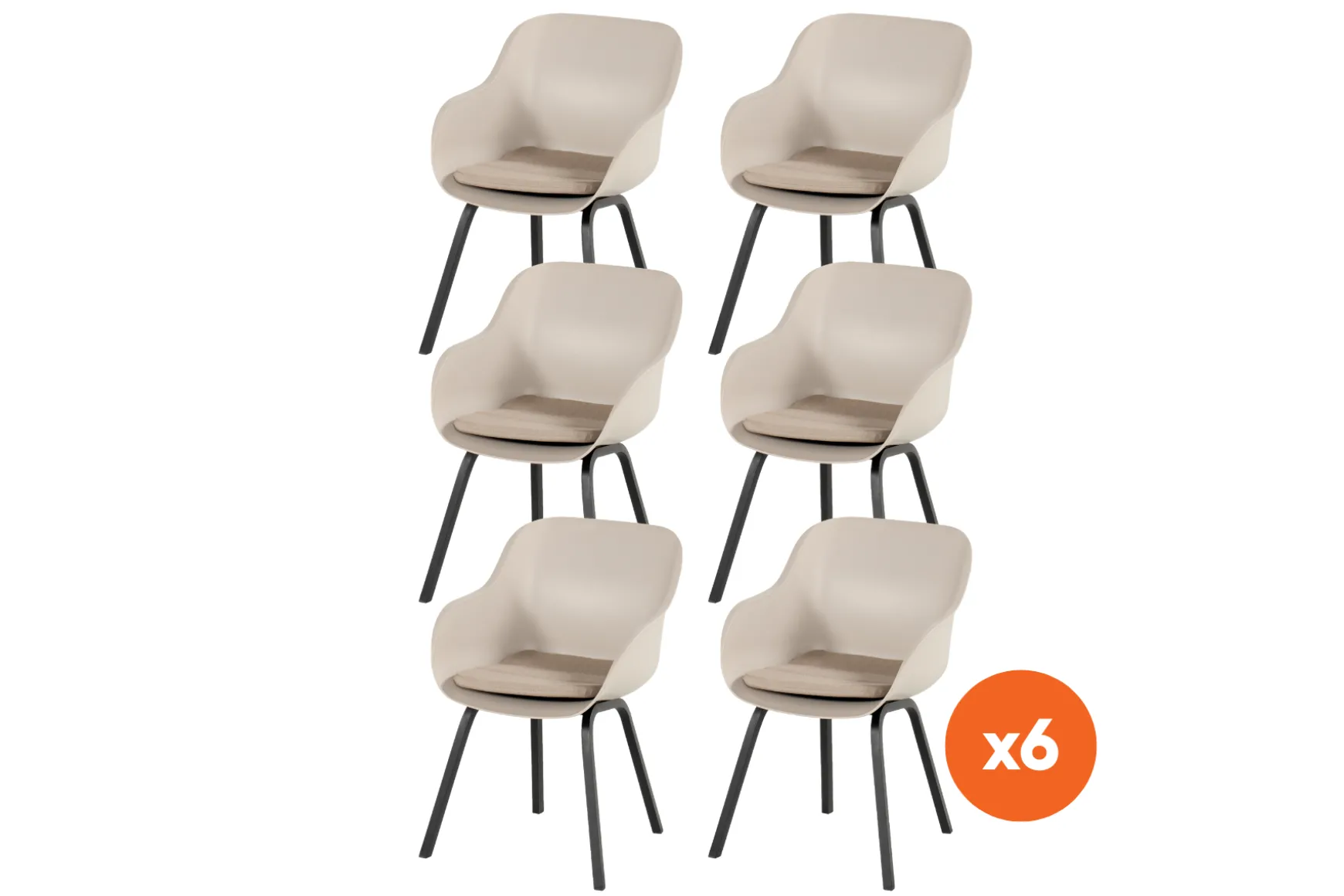 Set van 6 - Hartman Le Soleil Element dining armstoel - Soft Taupe/Black