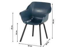 Set van 2 - Hartman Sophie Element dining armstoel - Steel Blue - Alu poot OP=OP