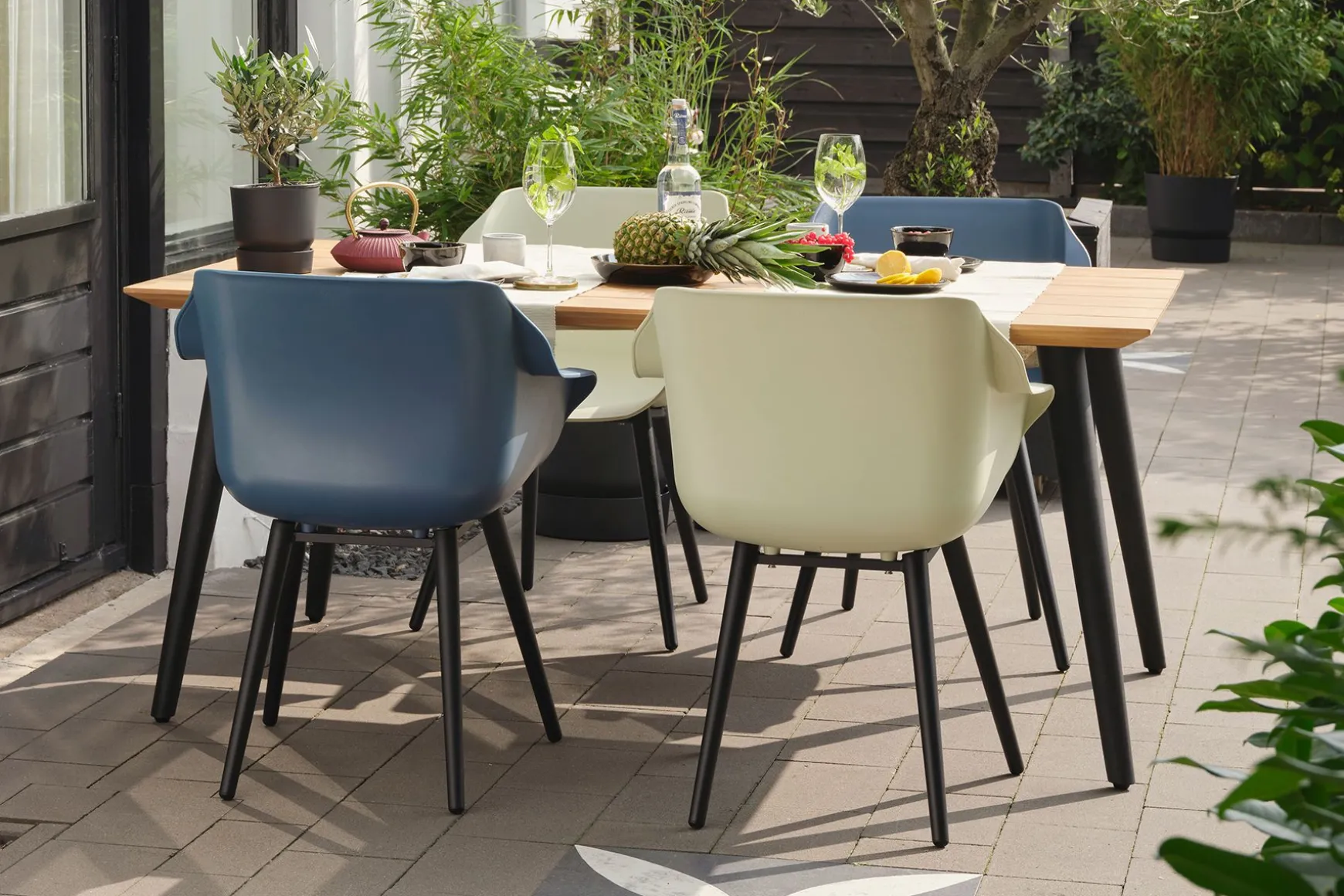 Set van 2 - Hartman Sophie Element dining armstoel - Steel Blue - Alu poot OP=OP