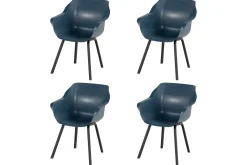 Set van 4 - Hartman Sophie Element dining armstoel - Steel Blue - Alu poot OP=OP