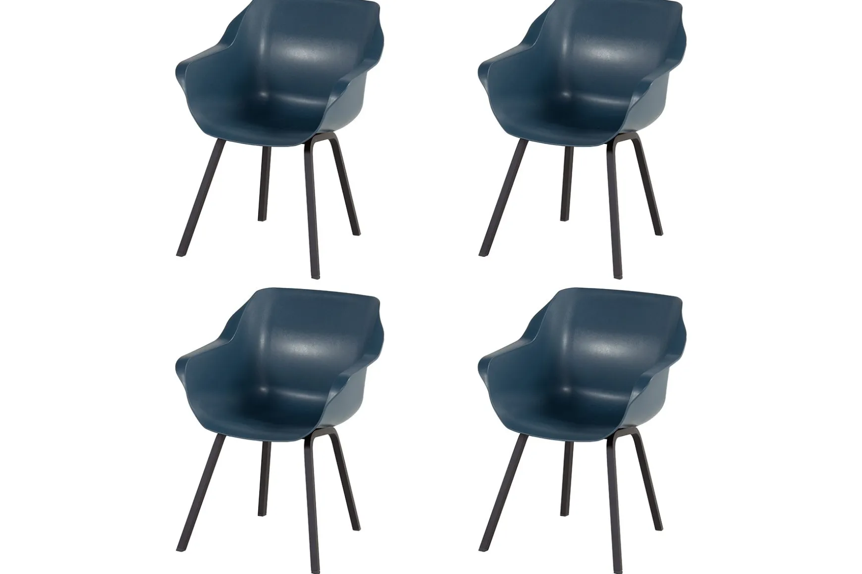 Set van 4 - Hartman Sophie Element dining armstoel - Steel Blue - Alu poot OP=OP