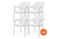 Set van 4 - Scab Ola stapelbare kunststof tuinstoel - Ivoor
