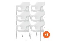 Set van 6 - Scab Ola stapelbare kunststof tuinstoel - Ivoor