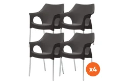 Set van 4 - Scab Ola stapelbare kunststof tuinstoel - antraciet