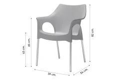 Set van 4 - Scab Ola stapelbare kunststof tuinstoel - Lichtgrijs