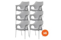 Set van 6 - Scab Ola stapelbare kunststof tuinstoel - Lichtgrijs