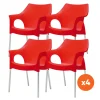 Set van 4 - Scab Ola stapelbare kunststof tuinstoel - Rood