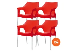 Set van 4 - Scab Ola stapelbare kunststof tuinstoel - Rood