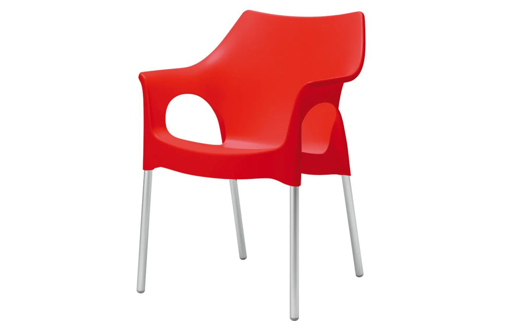 Set van 4 - Scab Ola stapelbare kunststof tuinstoel - Rood