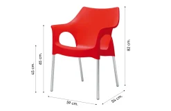 Set van 4 - Scab Ola stapelbare kunststof tuinstoel - Rood