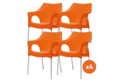 Set van 4 - Scab Ola stapelbare kunststof tuinstoel - Oranje