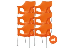 Set van 6 - Scab Ola stapelbare kunststof tuinstoel - Oranje