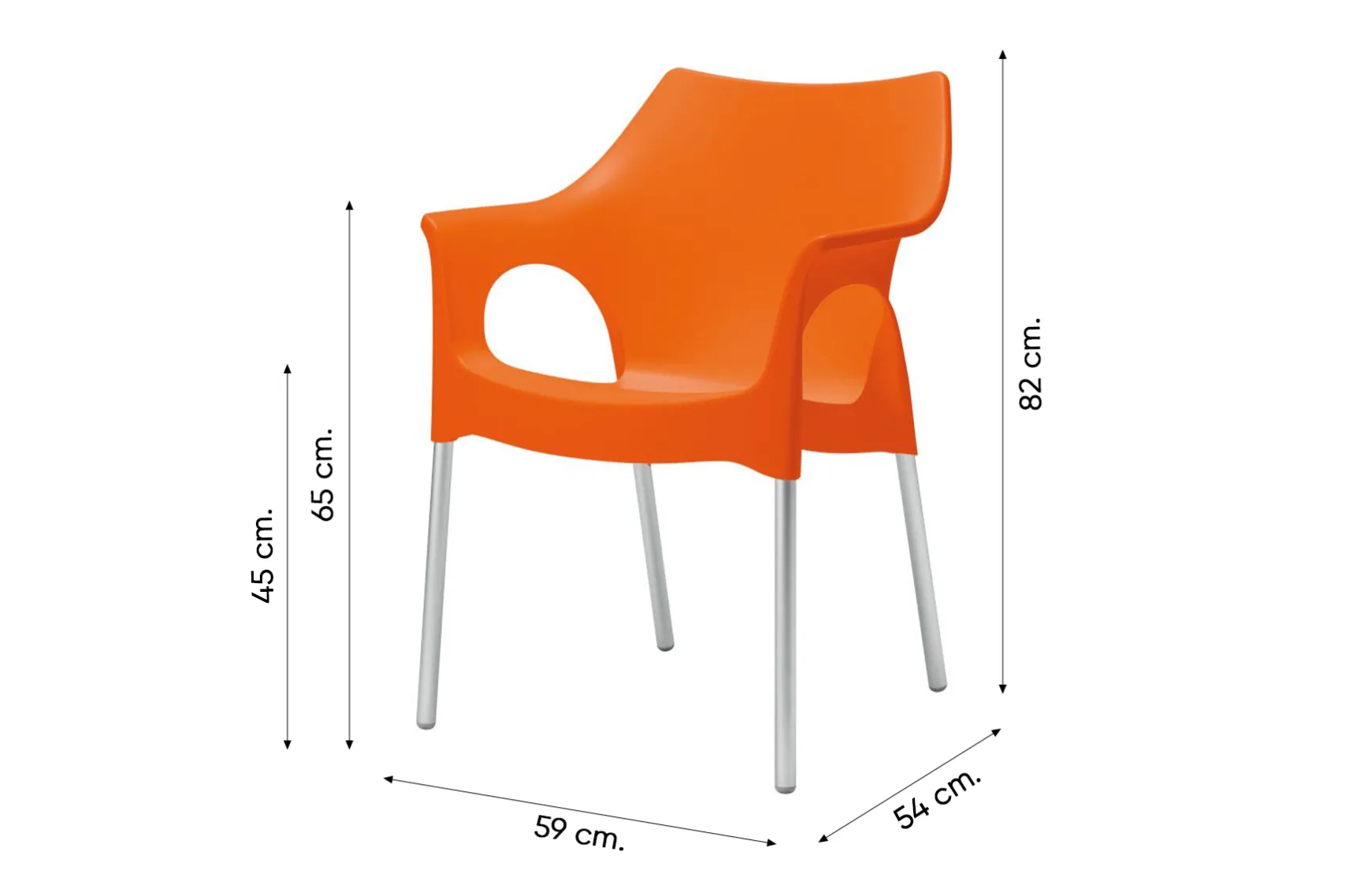 Set van 6 - Scab Ola stapelbare kunststof tuinstoel - Oranje