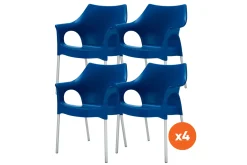 Set van 4 - Scab Ola stapelbare kunststof tuinstoel - Blauw