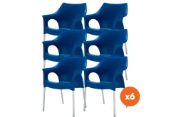 Set van 6 - Scab Ola stapelbare kunststof tuinstoel - Blauw