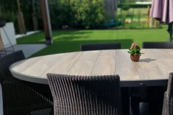 Silva tuintafel houtlook/keramiek - Ovaal - 240x115 cm.
