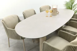 4SO Bernini/Denia 6-persoons organische tuinset 240x105 cm. - Latte