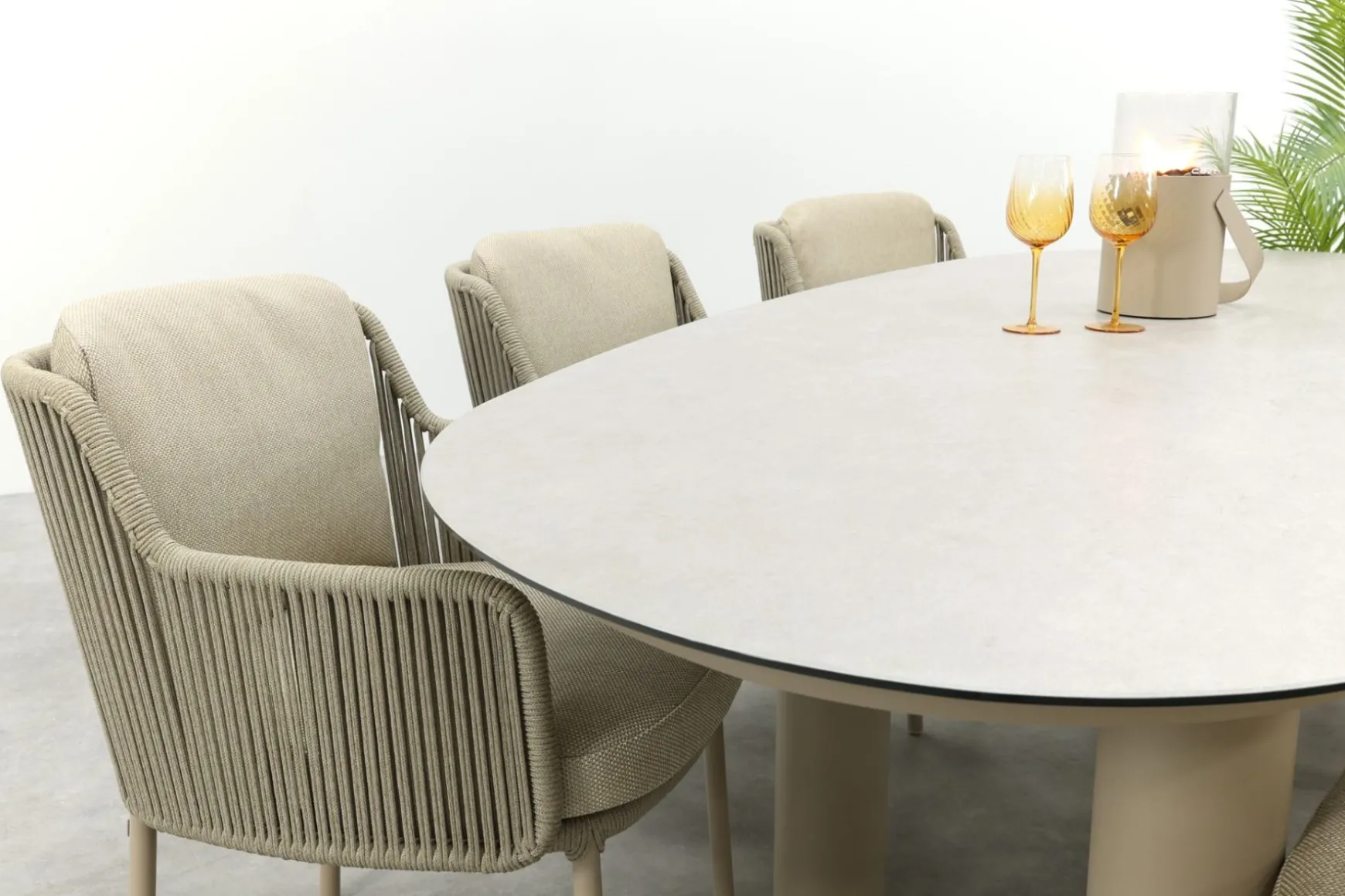 4SO Bernini/Denia 6-persoons organische tuinset 240x105 cm. - Latte