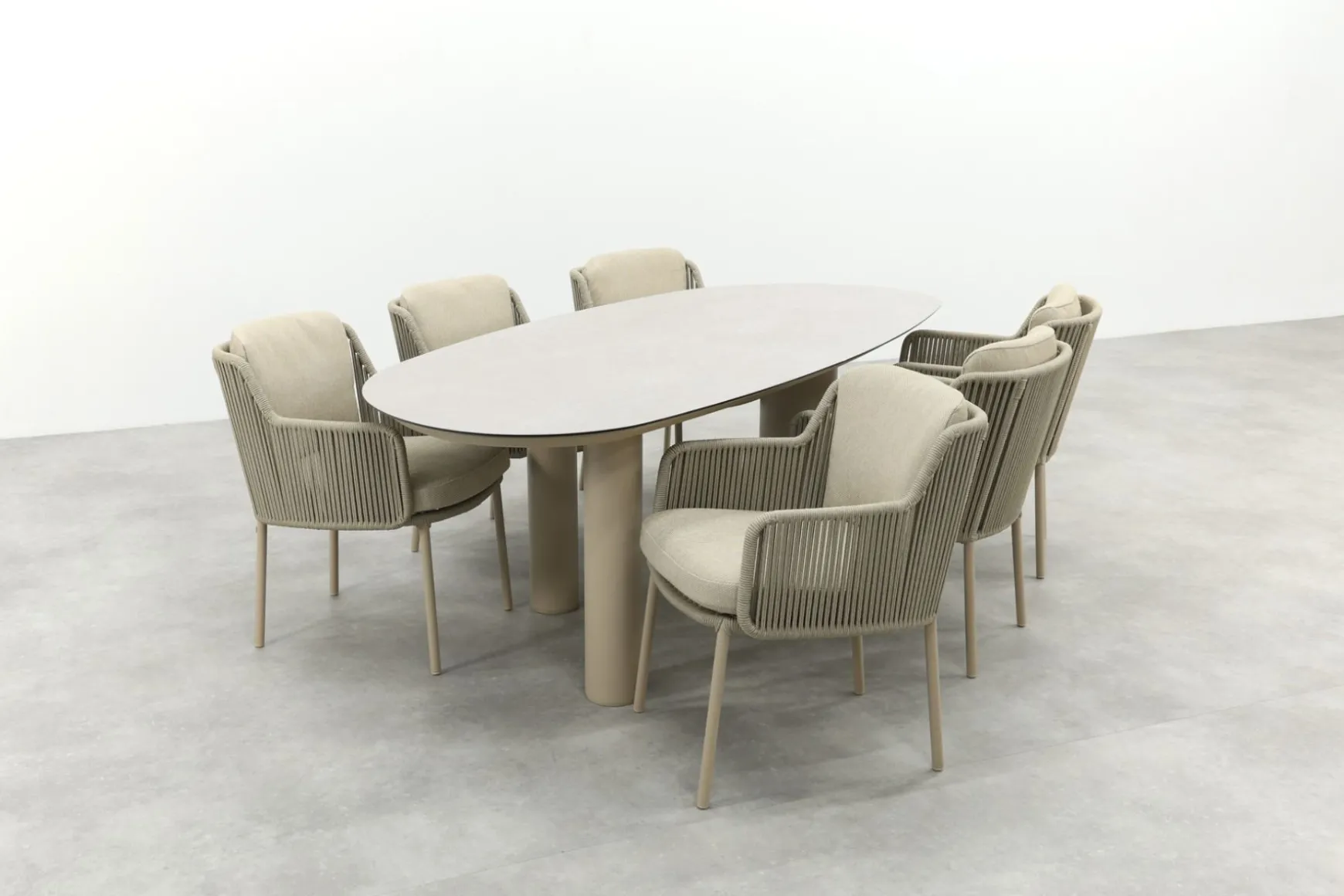 4SO Bernini/Denia 6-persoons organische tuinset 240x105 cm. - Latte