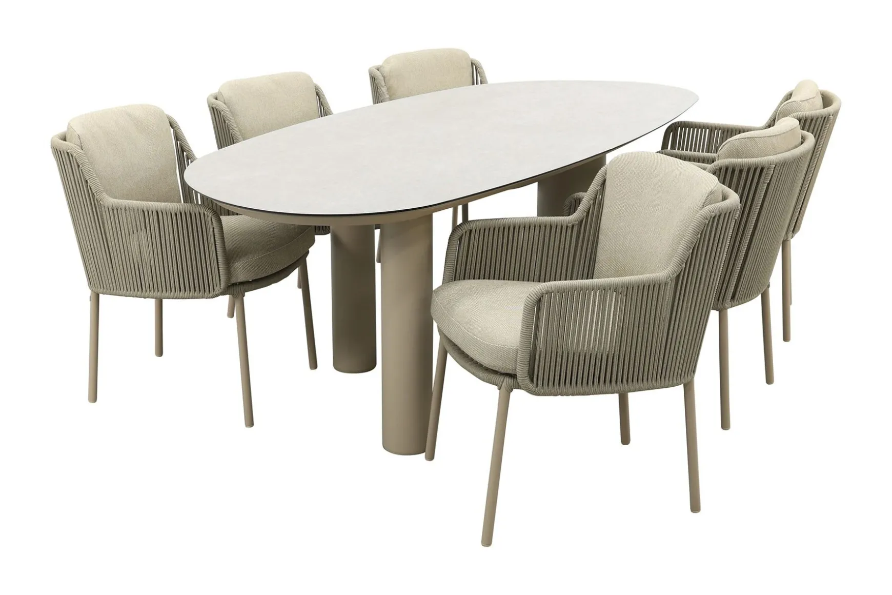 4SO Bernini/Denia 6-persoons organische tuinset 240x105 cm. - Latte