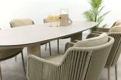 4SO Bernini/Denia 6-persoons organische tuinset 240x105 cm. - Latte