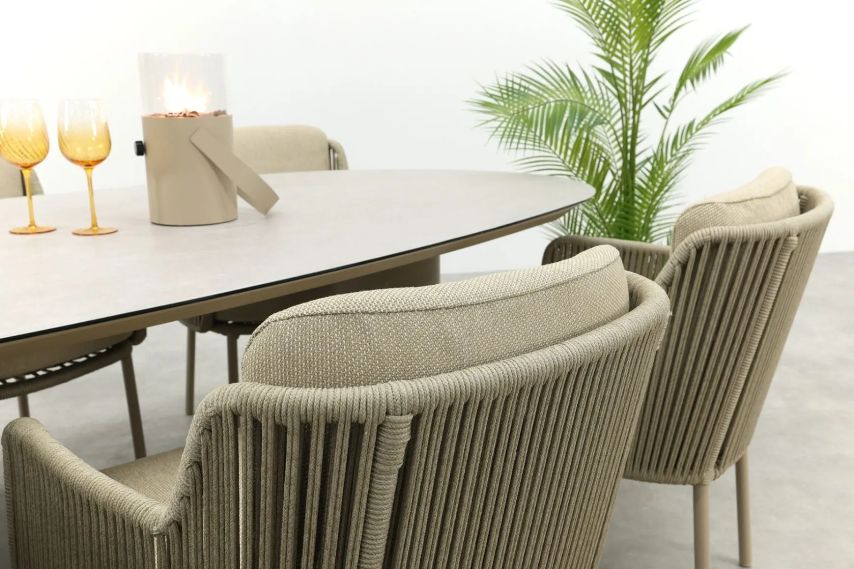 4SO Bernini/Denia 6-persoons organische tuinset 240x105 cm. - Latte