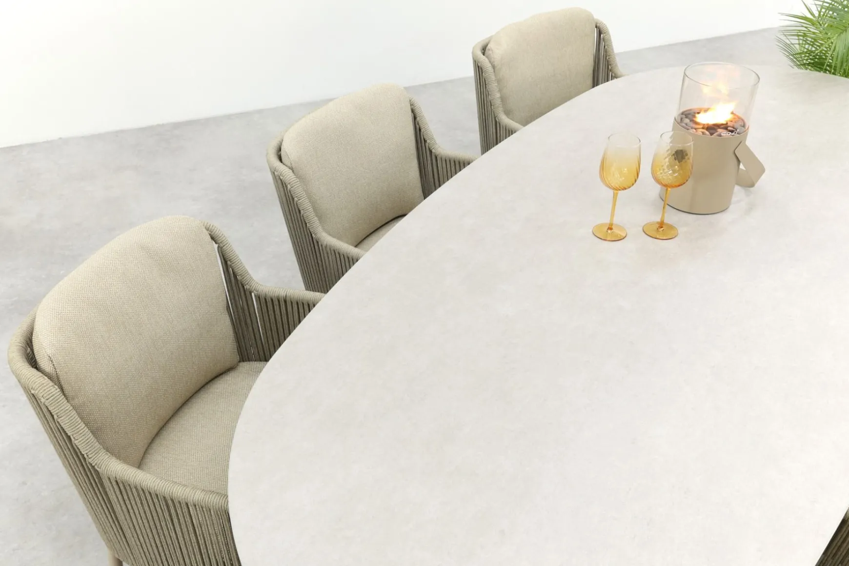 4SO Bernini/Denia 6-persoons organische tuinset 240x105 cm. - Latte