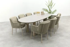 4SO Bernini/Denia 8-persoons organische tuinset 290x110 cm. - Latte