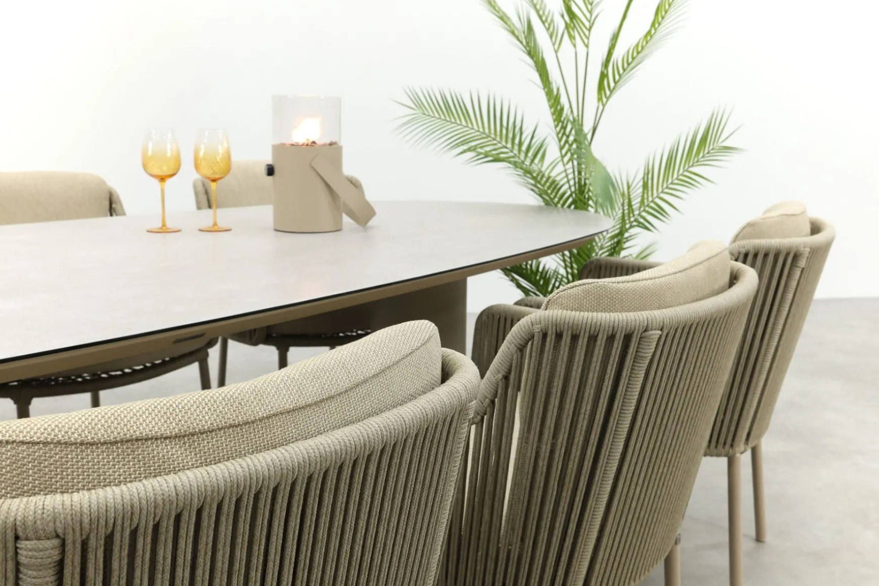 4SO Bernini/Denia 8-persoons organische tuinset 290x110 cm. - Latte