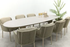 4SO Bernini/Denia 8-persoons organische tuinset 290x110 cm. - Latte