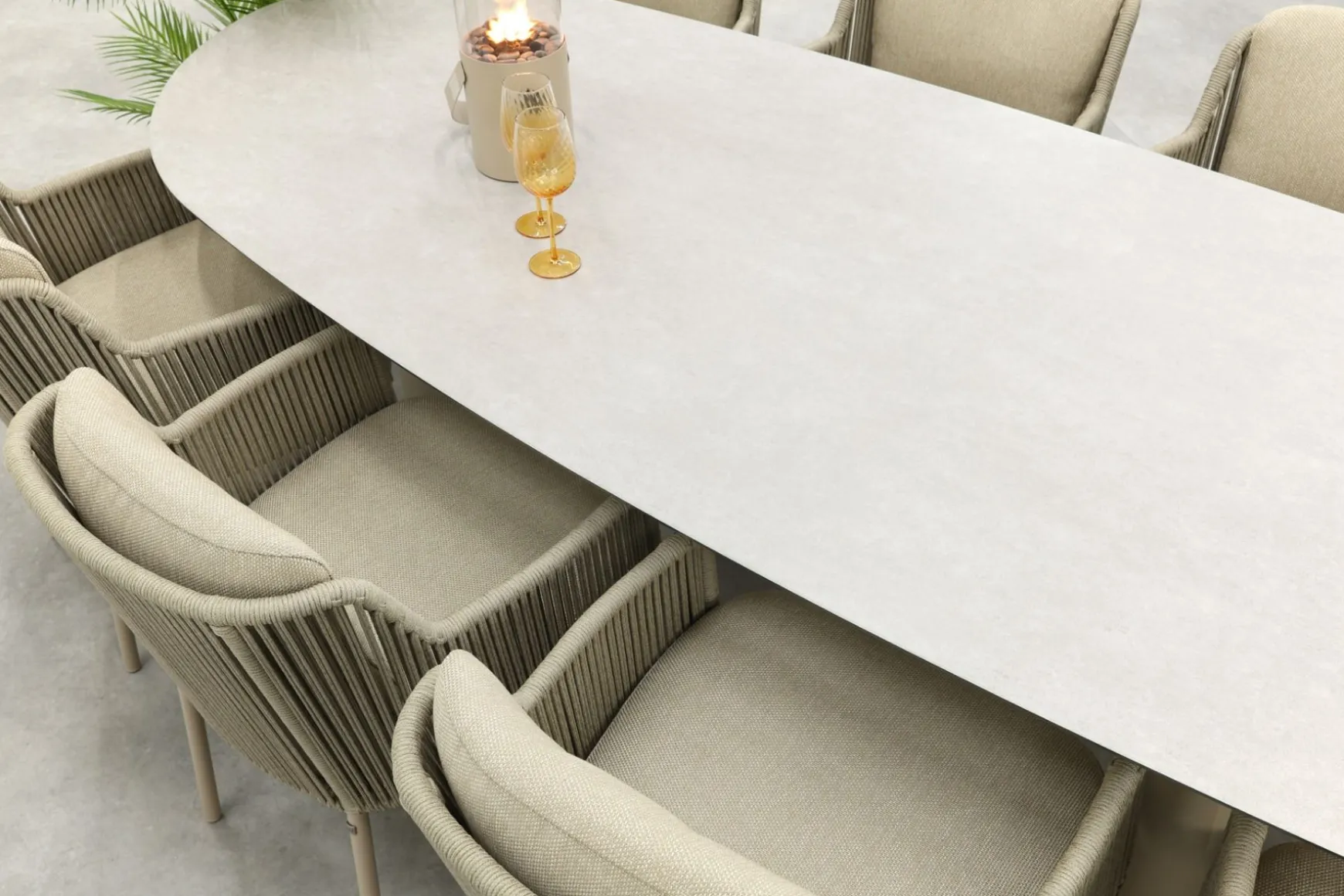 4SO Bernini/Denia 8-persoons organische tuinset 290x110 cm. - Latte
