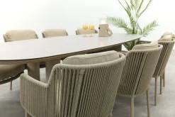 4SO Bernini/Denia 8-persoons organische tuinset 290x110 cm. - Latte