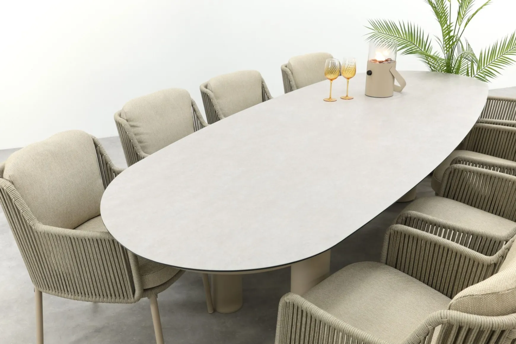 4SO Bernini/Denia 8-persoons organische tuinset 290x110 cm. - Latte