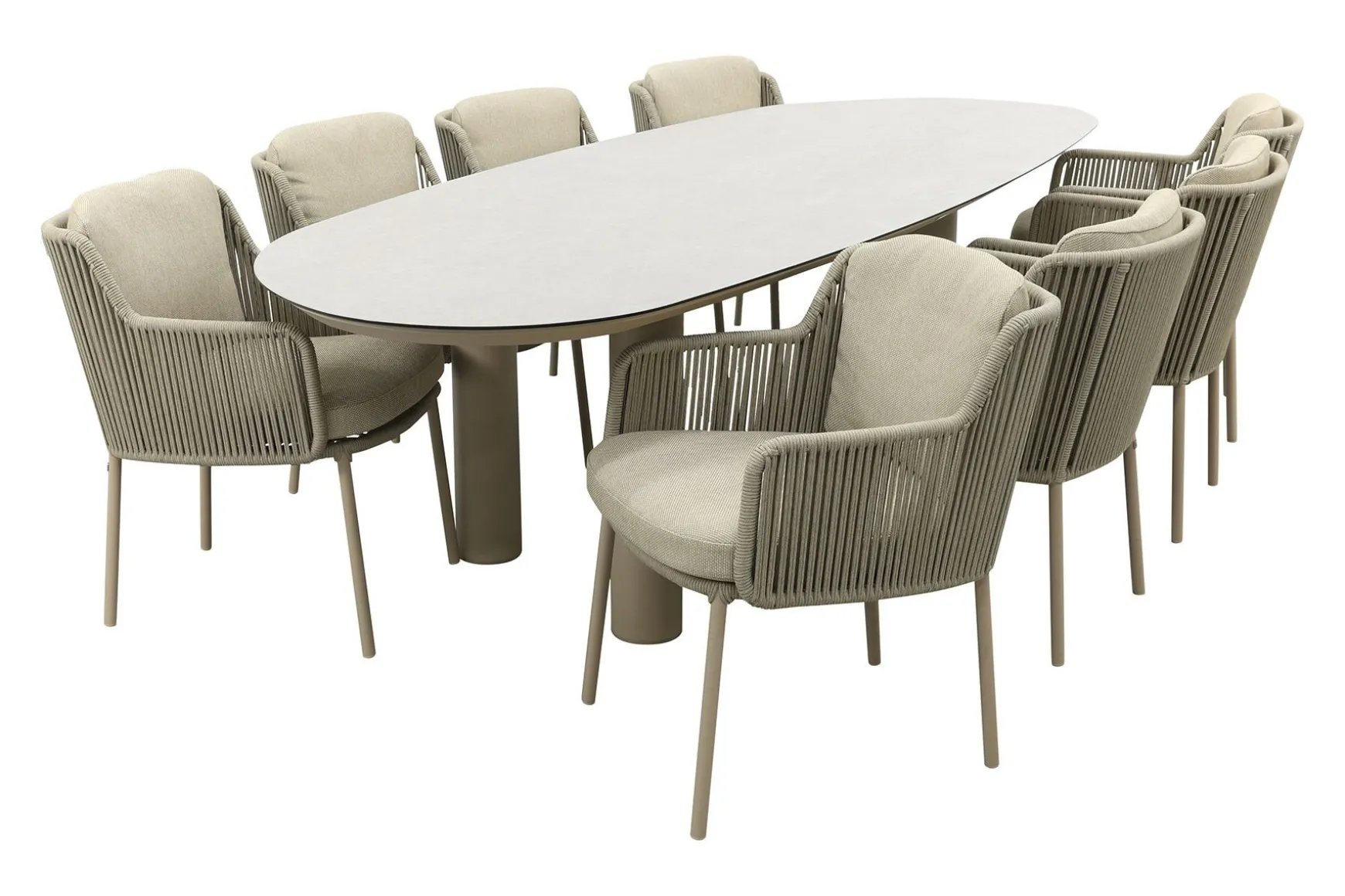 4SO Bernini/Denia 8-persoons organische tuinset 290x110 cm. - Latte