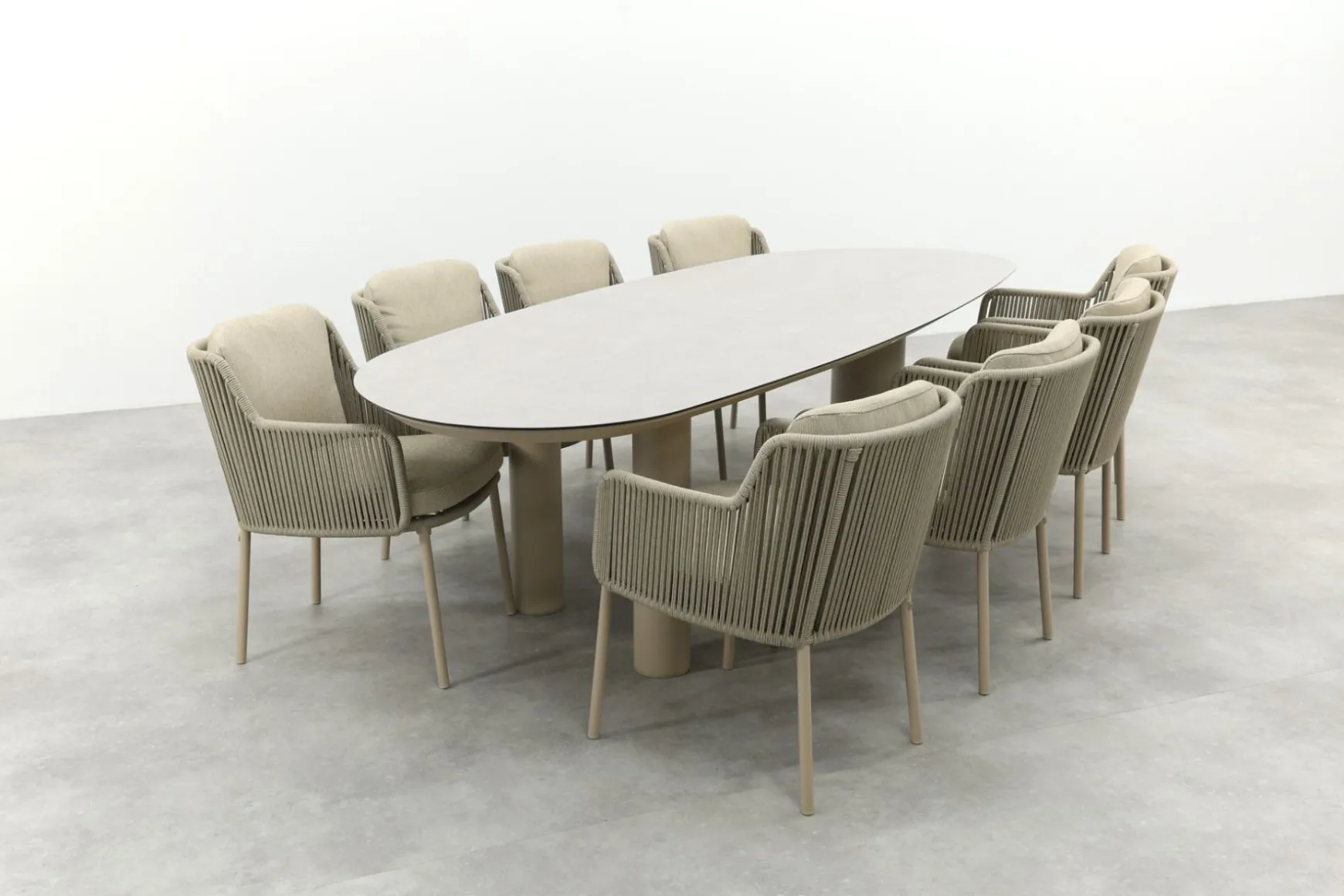 4SO Bernini/Denia 8-persoons organische tuinset 290x110 cm. - Latte