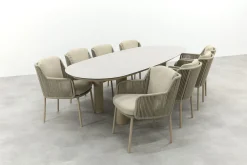 4SO Bernini/Denia 8-persoons organische tuinset 290x110 cm. - Latte