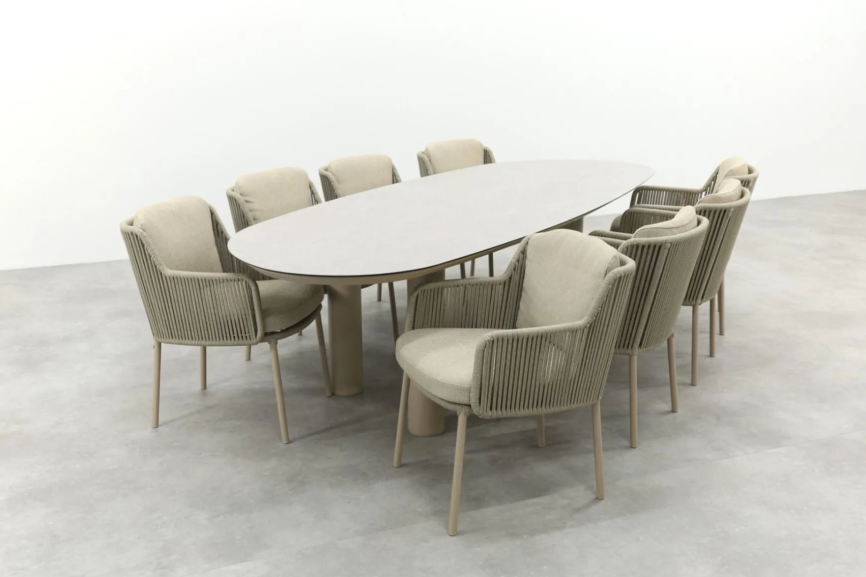 4SO Bernini/Denia 8-persoons organische tuinset 290x110 cm. - Latte