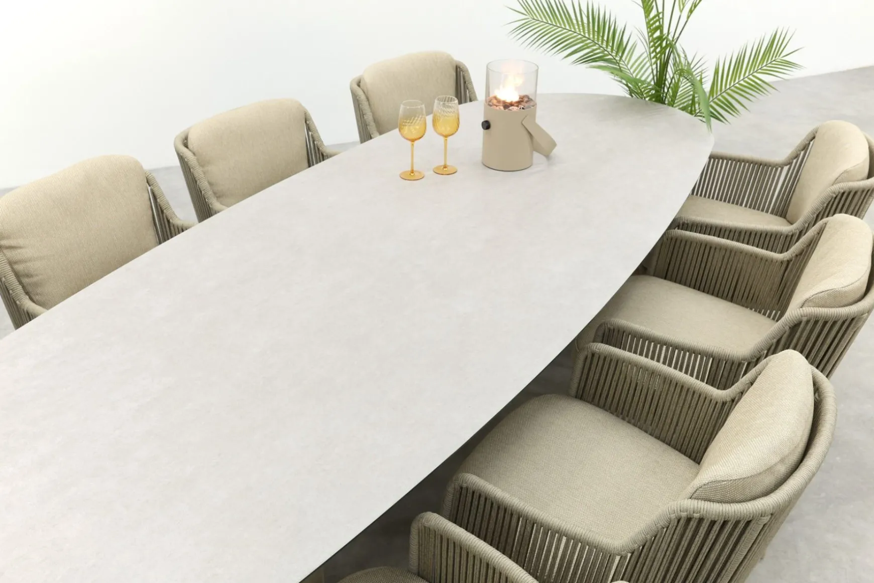 4SO Bernini/Denia 8-persoons organische tuinset 290x110 cm. - Latte